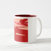 Roter Pop Art Corvette Zweifarbige Tasse (VorderseiteRechts)