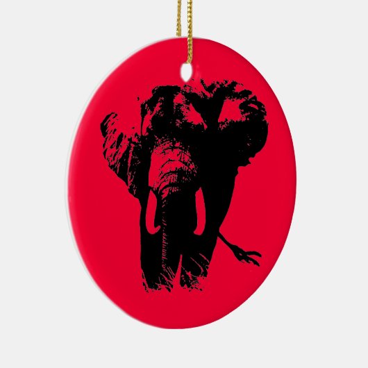 Roter Pop Art Elephant Weihnachtsschmuck (Rechts)