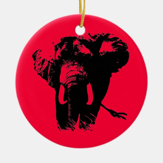 Roter Pop Art Elephant Weihnachtsschmuck (Vorne)