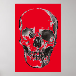 Roter Pop Art Skull Poster