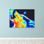 Roter Pop Art Wolf Wrapped Canvas Leinwanddruck (Insitu (Holzboden))