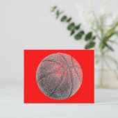 Roter Pop Stifteffekt Basketball Postkarte (Stehend Vorderseite)