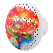 Roter Poppy Aquarellpolka Dot Akzent Keramikknauf (Rechts)