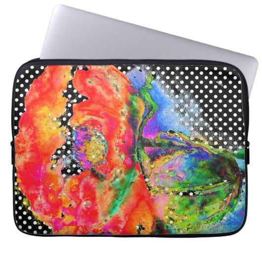 Roter Poppy schwarz-weiße Polka-Punkte Laptopschutzhülle (Vorderseite)