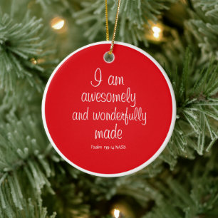 Roter positiver biblischer Affirmationszirkel Keramik Ornament