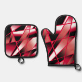 Roter Power Sichtbare strahlende, farbenfrohe Kuns Ofenhandschuh & Topflappen-Set (Vorderseite)