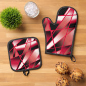 Roter Power Sichtbare strahlende, farbenfrohe Kuns Ofenhandschuh & Topflappen-Set (Oben Unten)