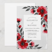 Roter Prachtvoller Winterhochzeit Einladung (Vorne/Hinten)