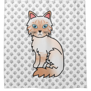 Roter Punkt Tabby Birma / Ragdoll Katze & Pfoten Duschvorhang