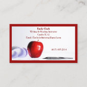 Roter QR-Code-Schul-Lehrer-Roter Apfel Visitenkarte (Vorderseite)