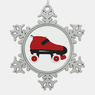 Roter Quad Skate Schneeflocken Zinn-Ornament