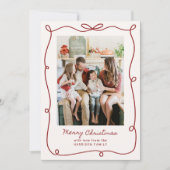 Roter Rahmen, gestreifte Weihnachtskarte für das F Einladung (Vorderseite)