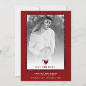 Roter Rahmen Sparkle Minimalistisches Foto Verlobt Save The Date (Vorderseite)