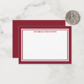 Roter Rand Minimalistischer Namensmonogramm Mitteilungskarte (Vorderseite/Rückseite Beispiel)