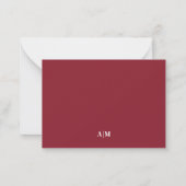 Roter Rand Minimalistischer Namensmonogramm Mitteilungskarte (Rückseite)