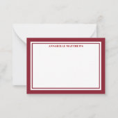 Roter Rand Minimalistischer Namensmonogramm Mitteilungskarte (Vorderseite)