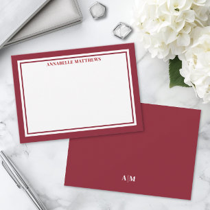 Roter Rand Minimalistischer Namensmonogramm Mitteilungskarte