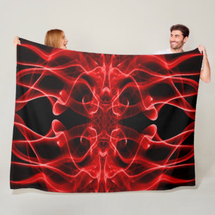 Roter Rauch Symmetrisches Minimalistisches Schwarz Fleecedecke