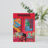 Roter Raum mit schwarzer Katze Postkarte (Stehend Vorderseite)