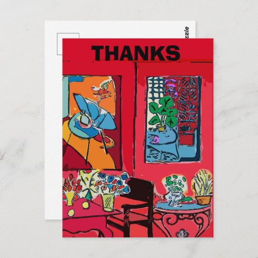 Roter Raum mit schwarzer Katze Postkarte (Vorne/Hinten)