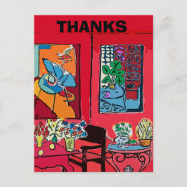 Roter Raum mit schwarzer Katze Postkarte