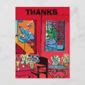 Roter Raum mit schwarzer Katze Postkarte (Vorderseite)