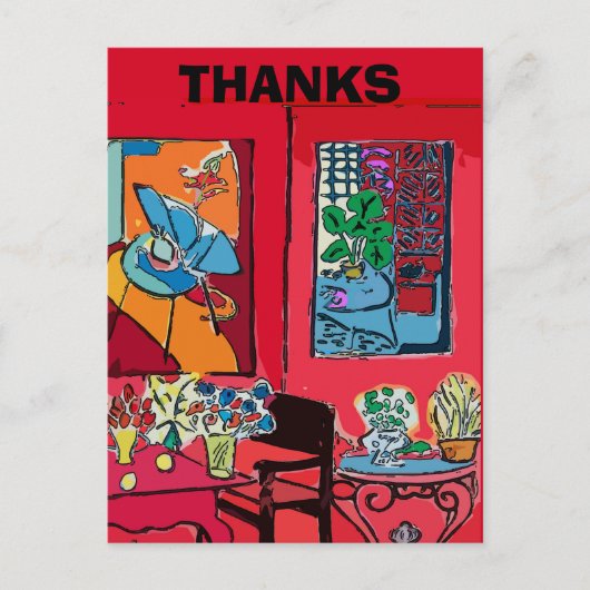 Roter Raum mit schwarzer Katze Postkarte (Vorderseite)