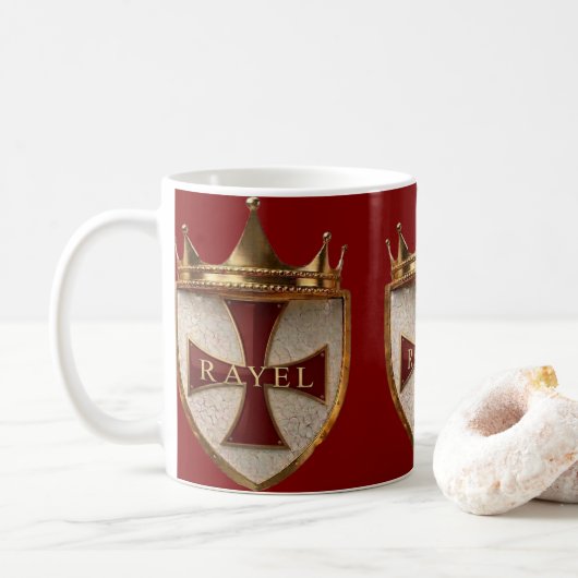 Roter RayEl-Wappentasse Kaffeetasse (Mit Donut)