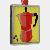 Roter Regenbogen-Espresso Silbernes Ornament (Rechts)