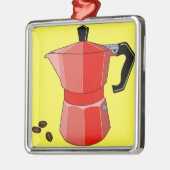 Roter Regenbogen-Espresso Silbernes Ornament (Links)