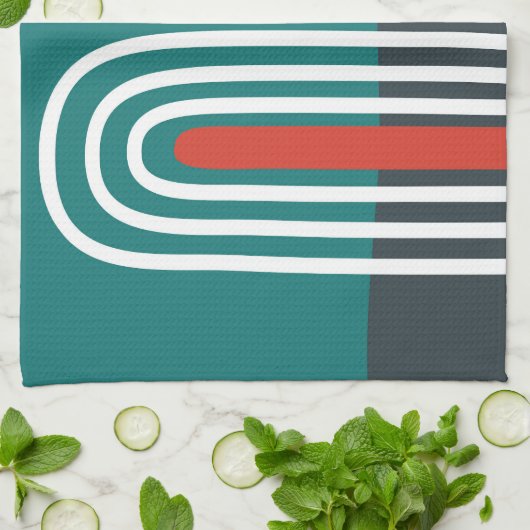 Roter Regenbogen mit weißer Linie im Hintergrund Geschirrtuch (Gefaltet)