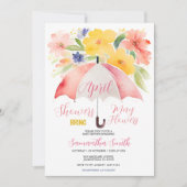 Roter Regenschirm April Duschen bringen Mai Blume Einladung (Vorderseite)