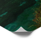 Roter Regenschirm grüner See Poster (Ecke)