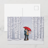 Roter Regenschirm im Schnee Postkarte (Vorne/Hinten)