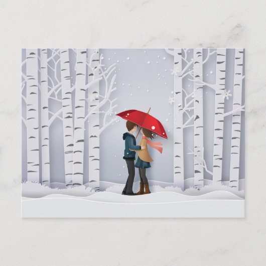 Roter Regenschirm im Schnee Postkarte (Vorderseite)