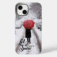 Roter Regenschirm im Winter Wunderland - Lass es s