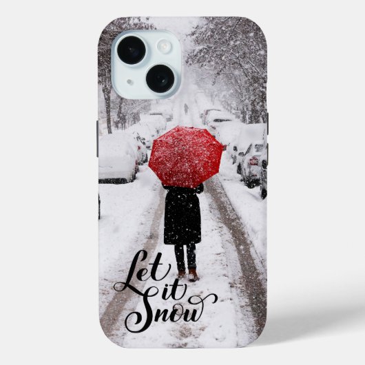 Roter Regenschirm im Winter Wunderland - Lass es s Case-Mate iPhone Hülle (Rückseite)