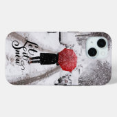 Roter Regenschirm im Winter Wunderland - Lass es s Case-Mate iPhone Hülle (Rückseite (Horizontal))