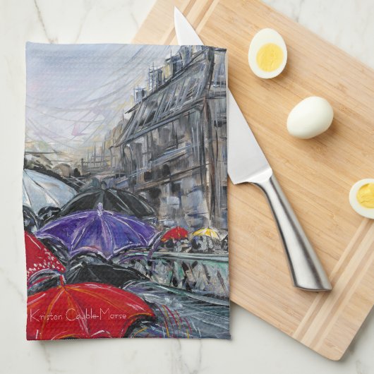 Roter Regenschirm in London Geschirrtuch (Viertel Falte)