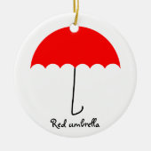 Roter Regenschirm Keramik Ornament (Vorne)