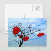 Roter Regenschirm Postkarte (Vorne/Hinten)