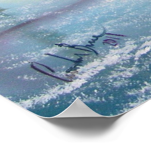 Roter Regenschirm - romantisches Paar Wanderung Poster (Ecke)