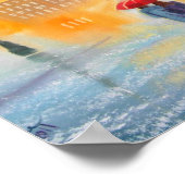 Roter Regenschirm - romantisches Paar Wanderung Poster (Ecke)