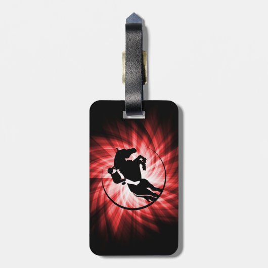 Roter Reittier Gepäckanhänger (Rückseite vertikal)