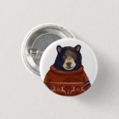 Roter Ren-Strickjacke-Bär Button (Vorne & Hinten)