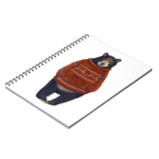 Roter Ren-Strickjacke-Bär Notizblock (Linke Seite)