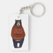 Roter Ren-Strickjacke-Bär Schlüsselanhänger (Rückseite)