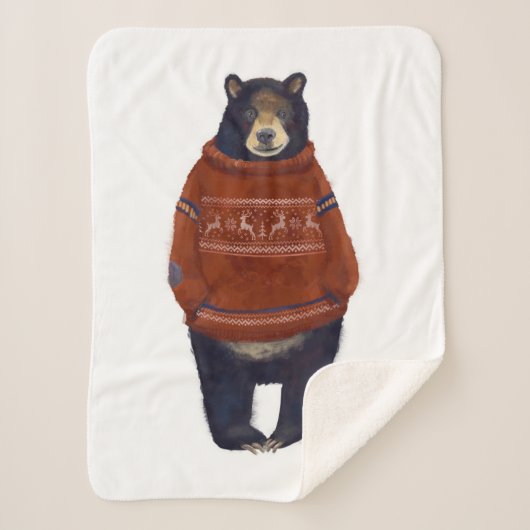 Roter Ren-Strickjacke-Bär Sherpadecke (Vorderseite)