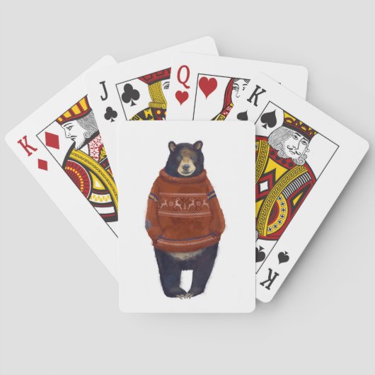 Roter Ren-Strickjacke-Bär Spielkarten (Rückseite)