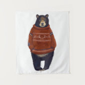 Roter Ren-Strickjacke-Bär Wandteppich (Vorderseite)